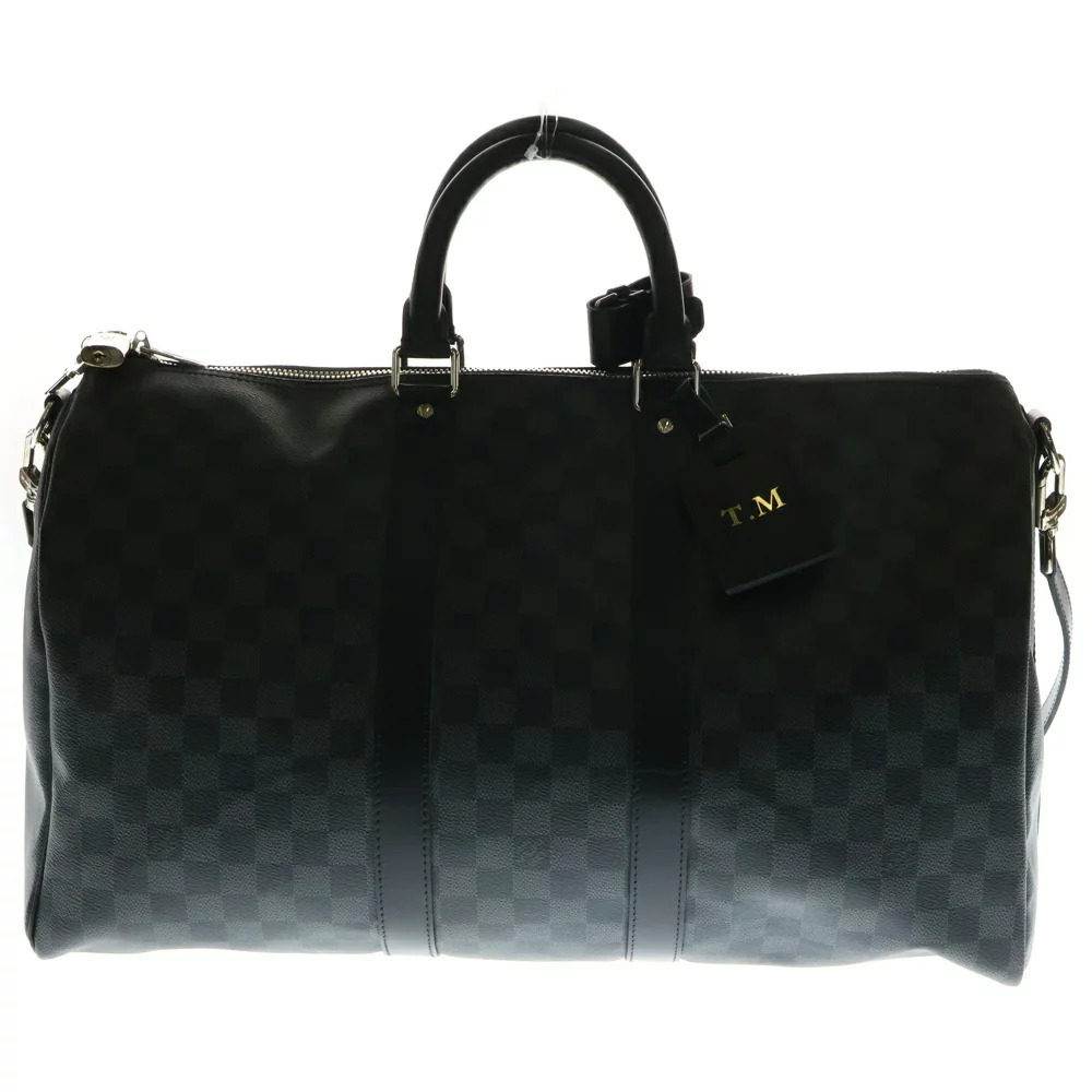 LOUIS VUITTON Damier Graphite Black Keepall Bandouliere Boston Bag Shoulder - Picture 1 of 6